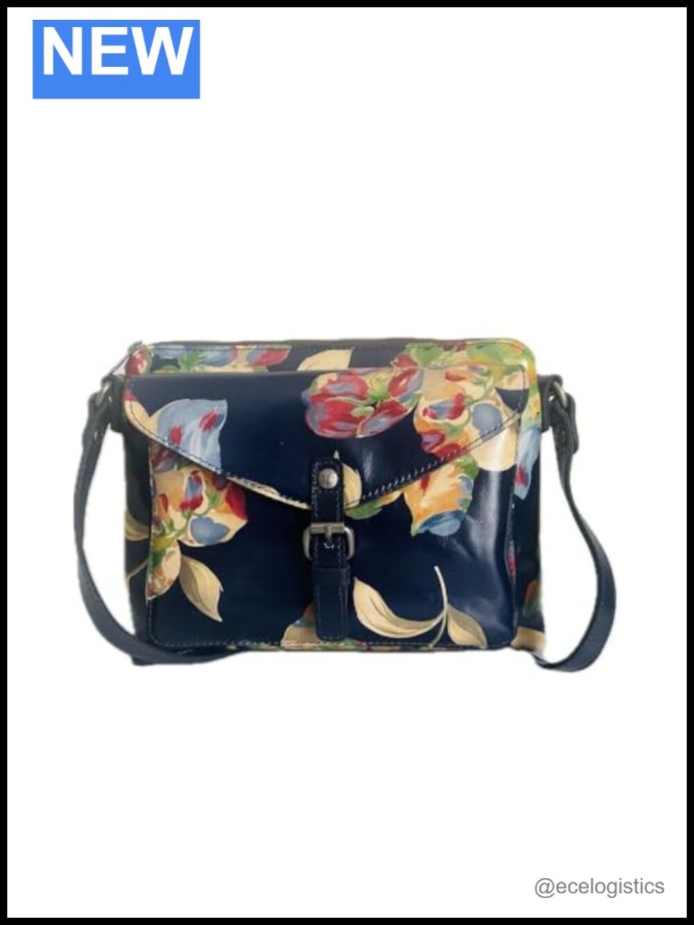 Leather Crossbody Handbag with Adjustable Strap, Zipper Closure